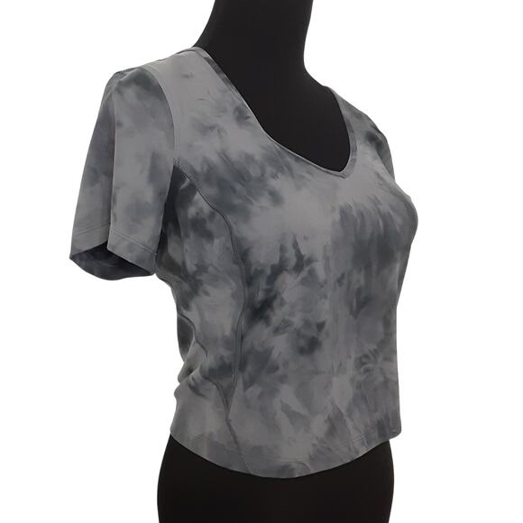 Lululemon Align Tee Crop Short Sleeve Diamond Dye Pitch Gray Womens 8 Scoop Neck - Picture 3 of 9